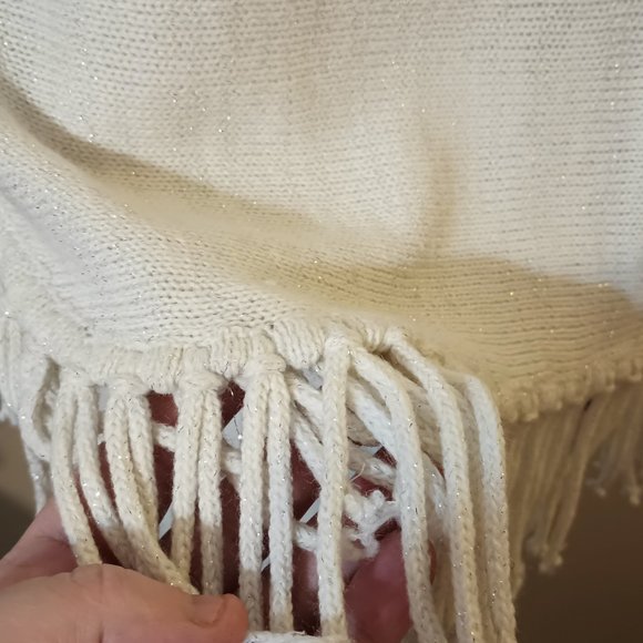 EUC ~ Relativity Sweater Poncho with Metallic Gold Glitter Thread (Size:  Small) - Picture 5 of 5